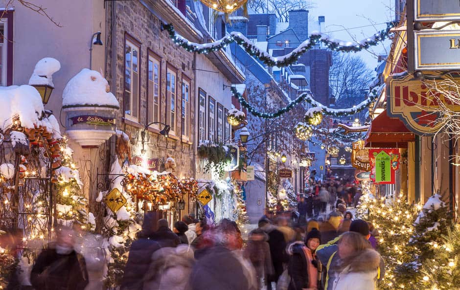 Rue de Petit Champlain in Quebec City at Christmas